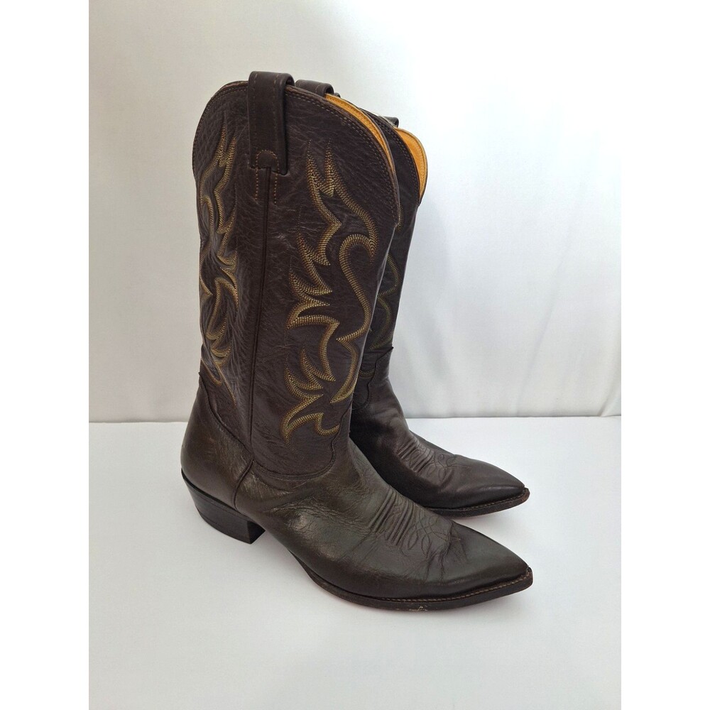 Vintage Nocona Boots Men's Leather Western Cowboy Boots Sz 11D Dark Brown USA